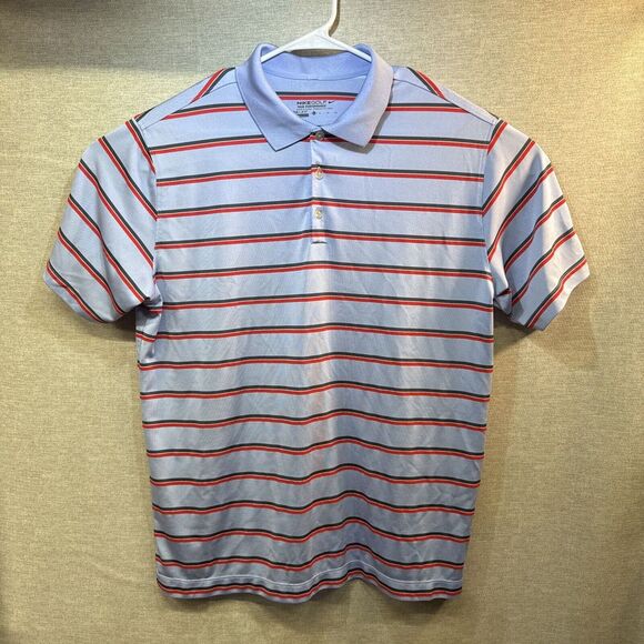 Nike Golf White Polo‎ Style Shirt w/ Orange & Blue Stripes Men's XL Tour Perf - Picture 1 of 16